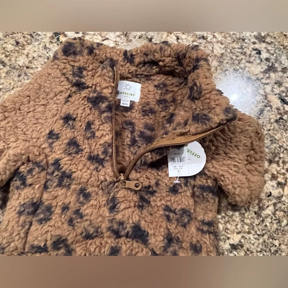 NWT Offleash by Aerie Leopard Sherpa Sweater XS